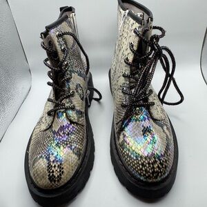 Madden Girl Iridescent Snake Print Ankle Boots